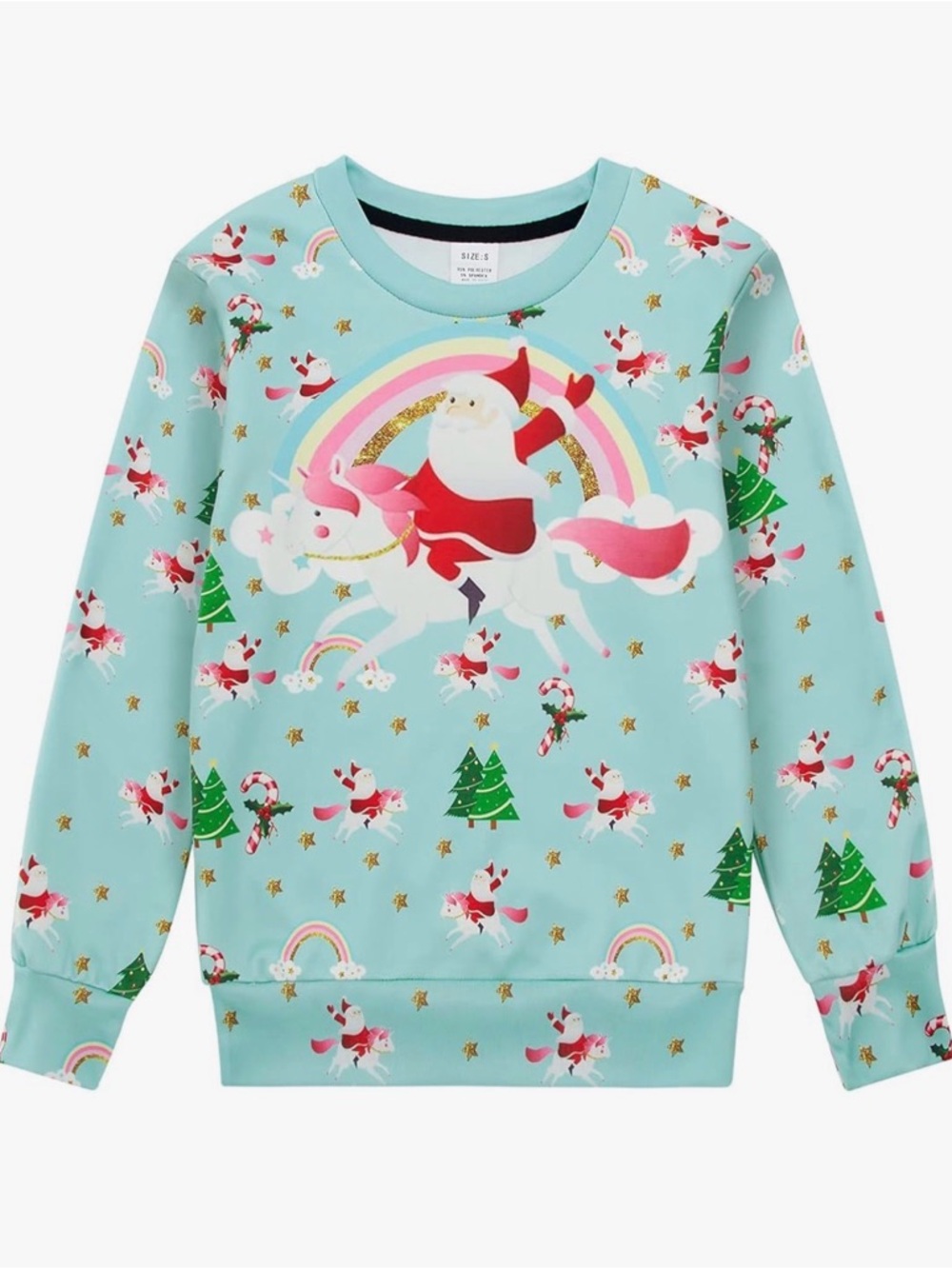 Kids Christmas Santa Unicorn Rainbow Pullover - NWOT